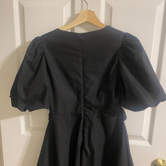 Black Puff-Sleeve Ruffle Mini Dress - Picture 3 of 4